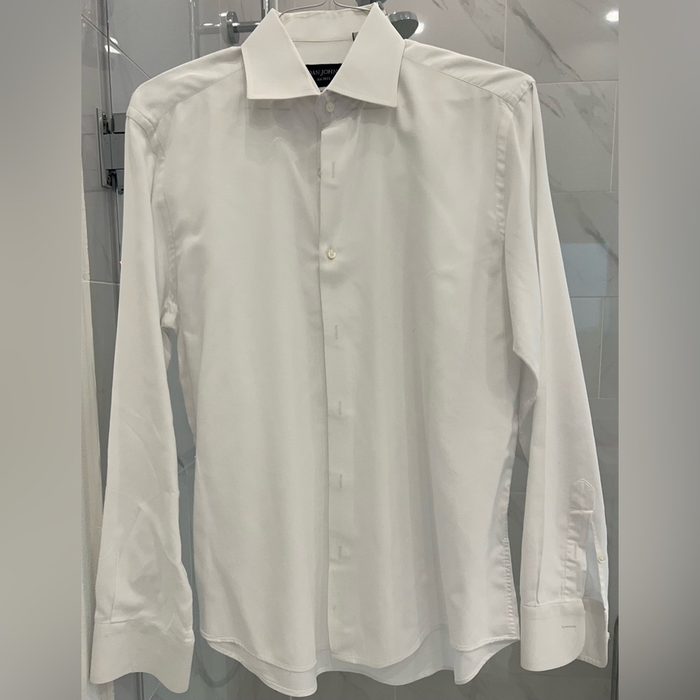 Classic White Men's Collared Dress Shirt